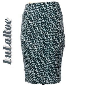 LuLaRoe Cassie Blue Green Stretch Skirt
